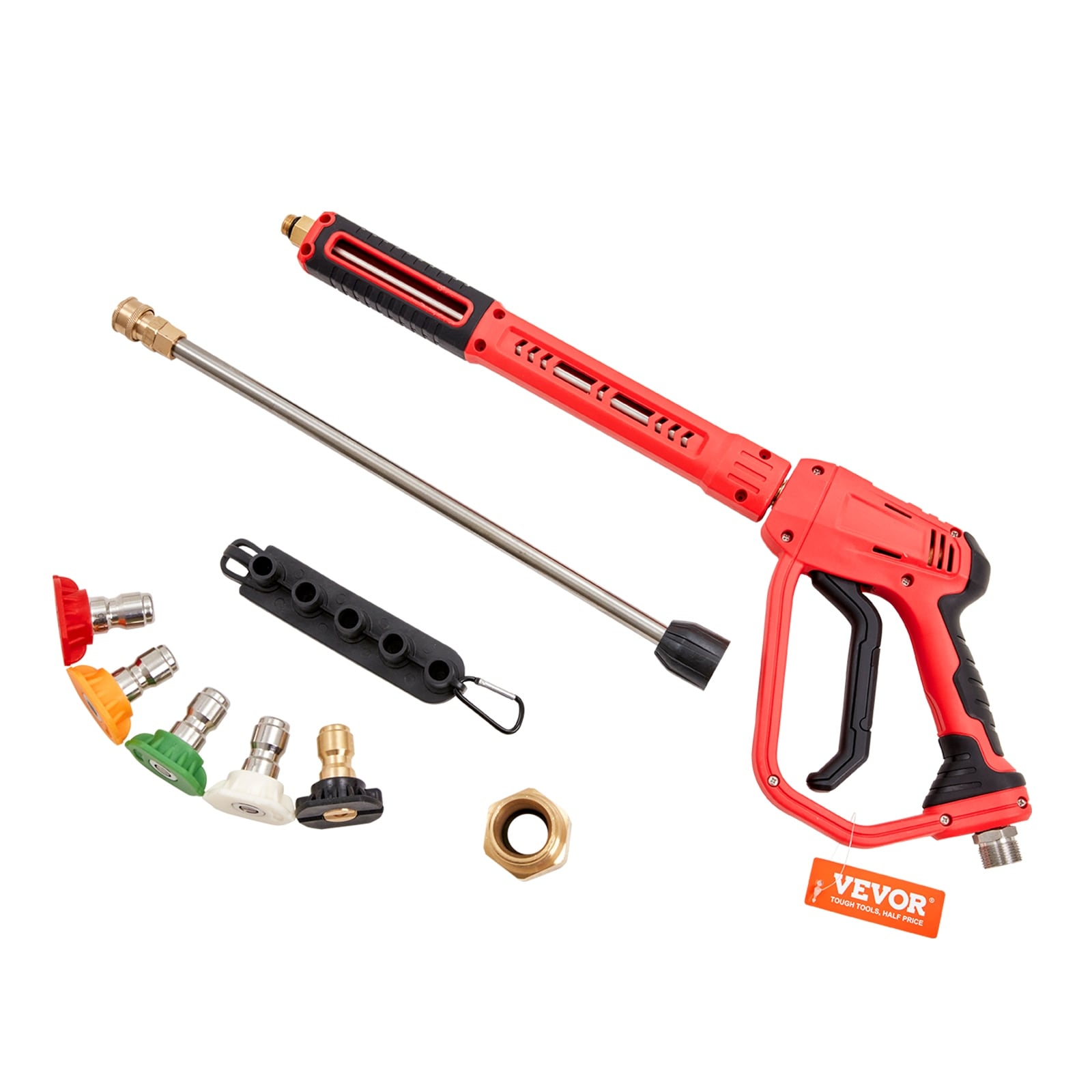 4000 PSI High Pressure Power Washer Gun Spray Wand & Hose Kit - Brass & Stainless Steel, Cold Water Use
