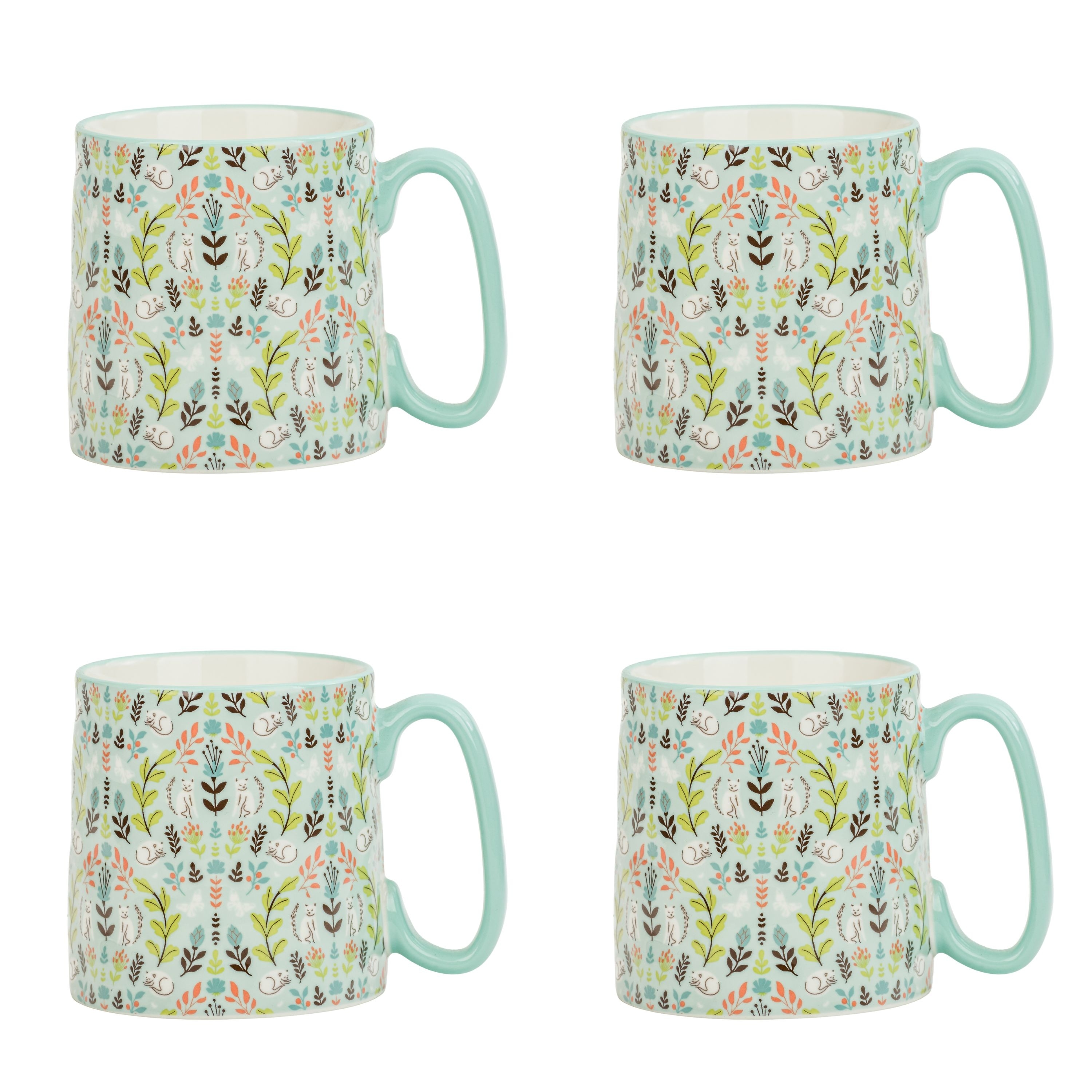 10 Strawberry Street Bella Animal Mugs, Set of 4