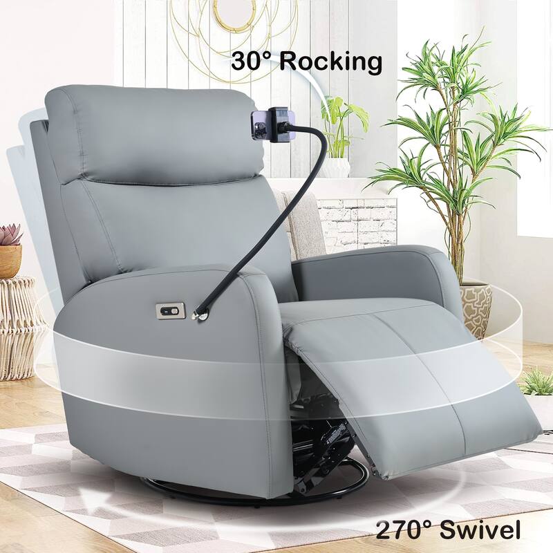 270° Power Swivel Rocker Recliner Chair - Blue Gray