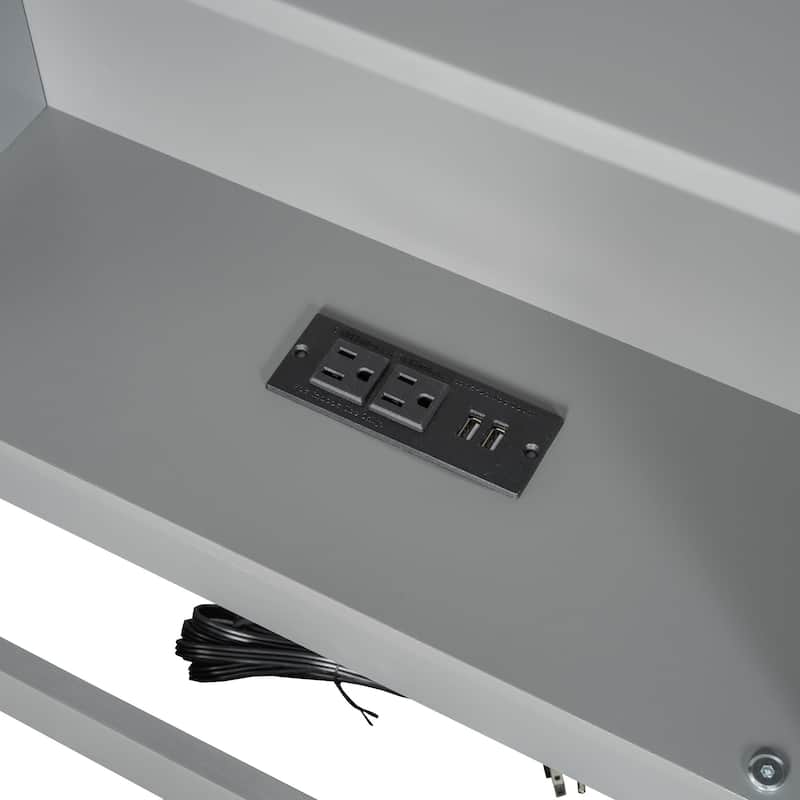 Wood Twin XL Size Floor Bed with Storage Cabinets and USB Ports