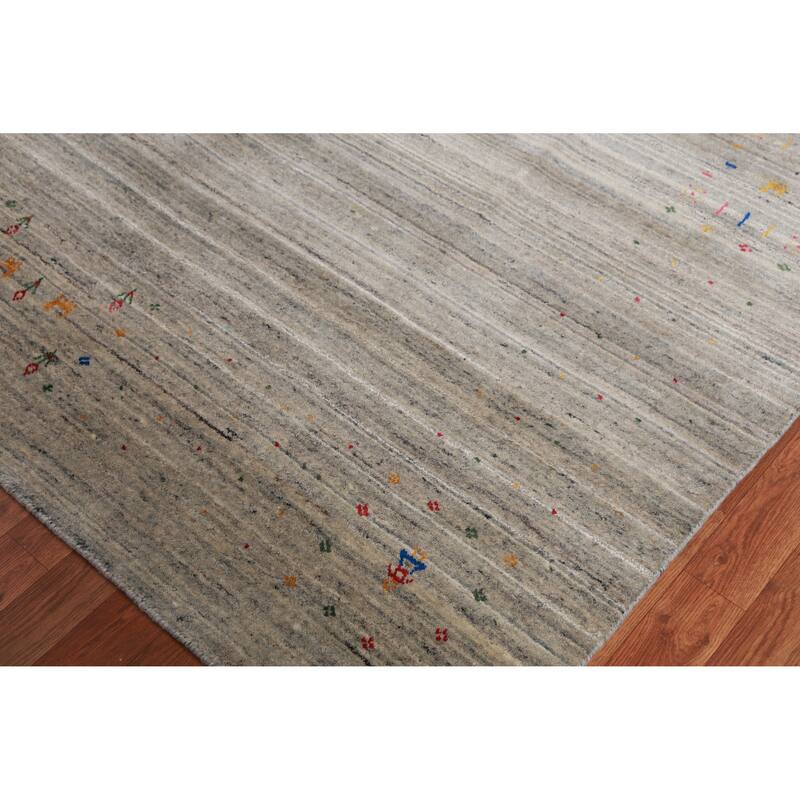 Striped Gabbeh Indian Area Rug Tribal Handmade Wool Carpet - 9'1" x 11'9"