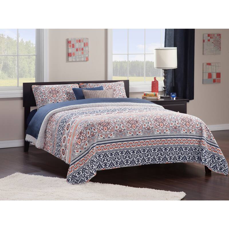 Full Size Platform Bed - Espresso Finish, Modern Design, Low Profile Headboard, Open Footboard