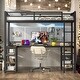 preview thumbnail 2 of 12, Black Twin XL Metal Loft Bed with Desk and Shelves, Loft with Ladder and Guardrails for Kids