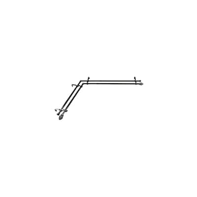 Corner Window Curtain Rod Double, Adjustable Black Rod 28-48 inch, Decorative Curtain Hardware - M