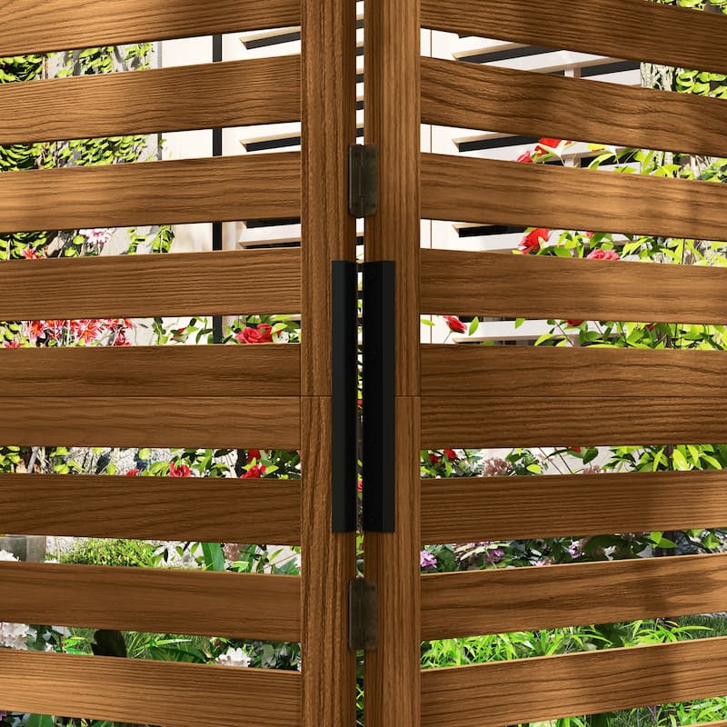 Outsunny Wood Privacy Screen with 4 Planter Box, Flower Pot Vegetable Raised Bed w/ 3 Panels and Drainage Holes for Patio