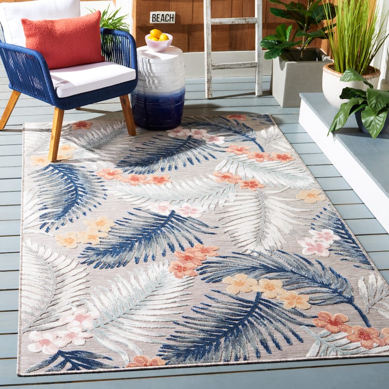 SAFAVIEH Cabana Mintje Indoor/ Outdoor Waterproof Transitional Rug - 8' x 10' - Grey/Navy