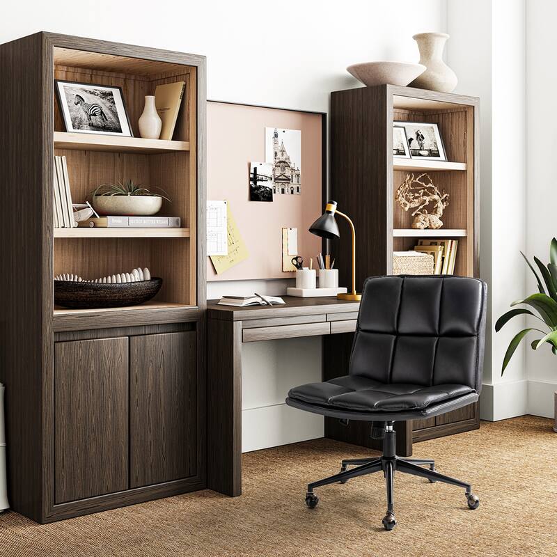 Judy Mid-century Modern Oversize Faux Leather Swivel Tilting Task Office Chair By HULALAHOME