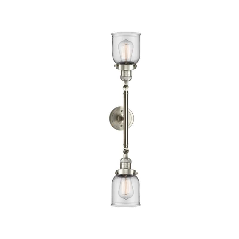 Innovations Lighting Small Bell 2 Light 23" Wide Bathroom Vanity Light - Brushed Satin Nickel / Clear