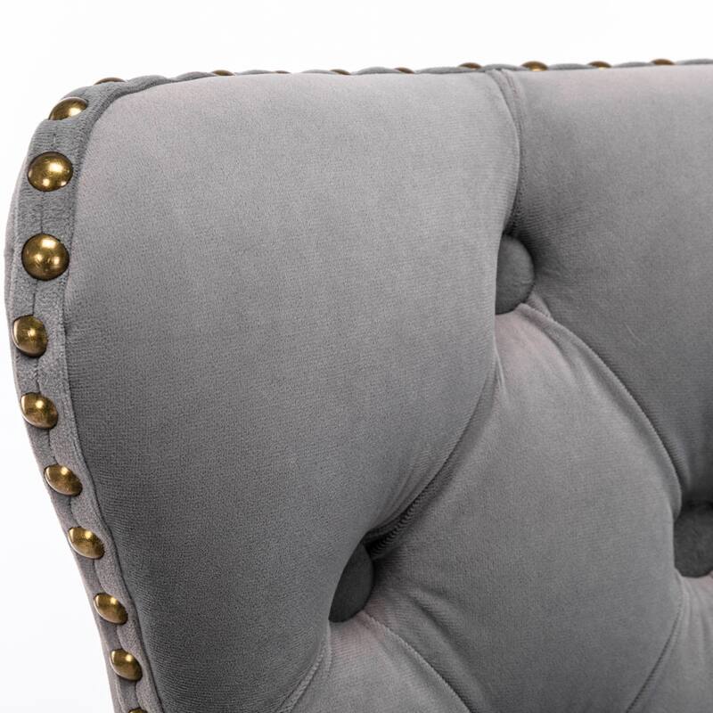 Roomfitters Swivel Velvet Bar Stools Set of 2, Adjustable Height Tufted Upholstered Counter Chairs with 17.7" Base and Backrest