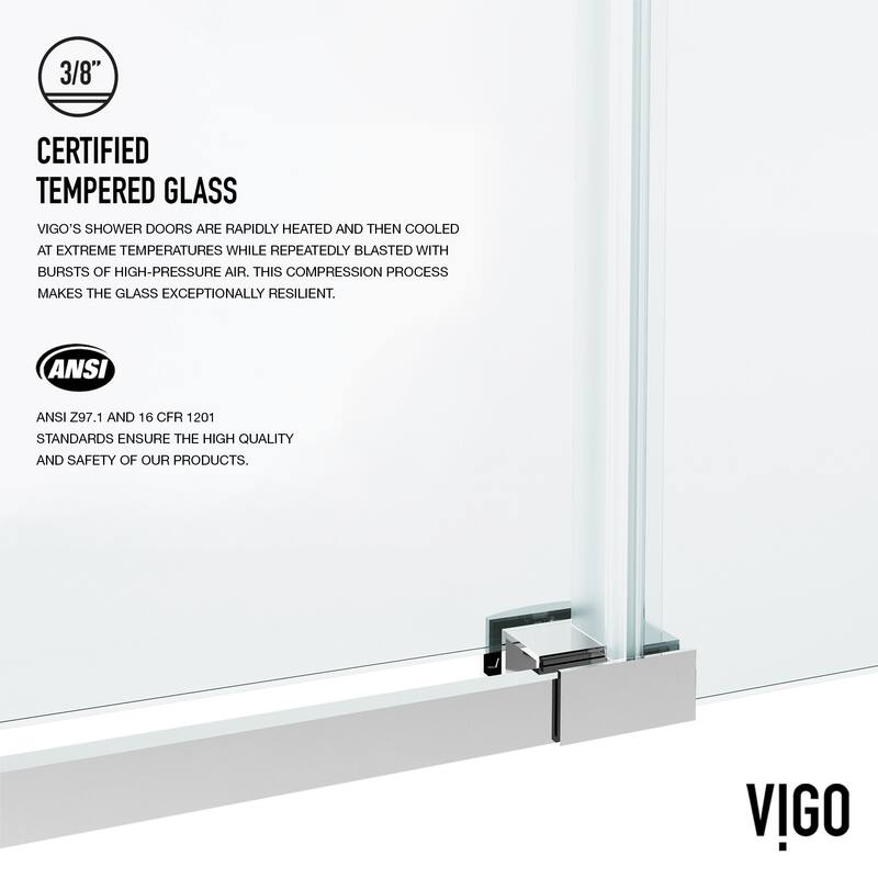 VIGO Hamilton 56" to 60" W x 68" H Frameless Sliding Tub Door