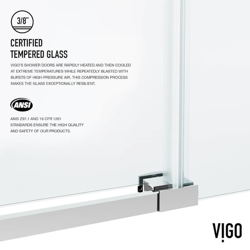 VIGO Hamilton 56" to 60" W x 78" H Frameless Sliding Shower Door