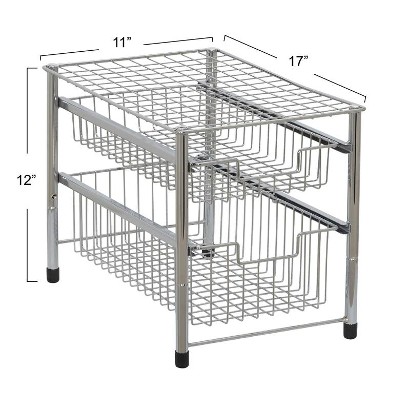 Household Essentials Silver Free Standing Double Pull Out Cabinet Organizer Shelf