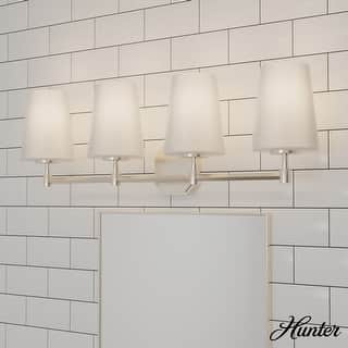 Hunter Nolita Vanity Wall Light - Bathroom - Contemporary, Transitional - White Glass Shades - Damp Rated!