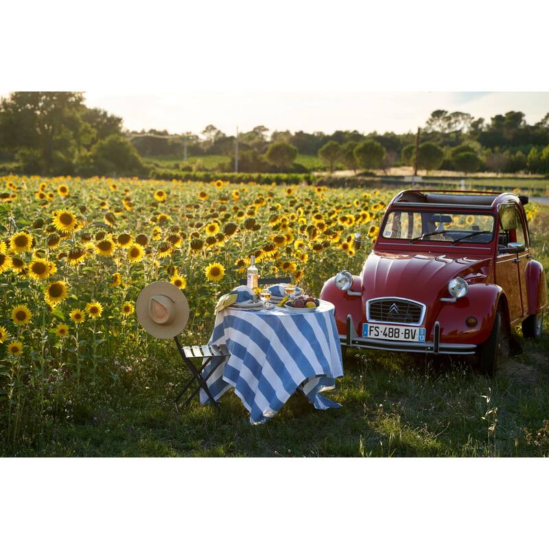 Couleur Nature St. Tropez Tablecloth - Blue Stripes - 59" x 59"
