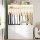 preview thumbnail 73 of 76, Kyrvo Freestanding Closet System with 3 Wooden Drawers ＆ Hanging Rod ＆ Storage Shelf, Modular Walk-in Closet Organizer Wardrobe Set of 2 - White