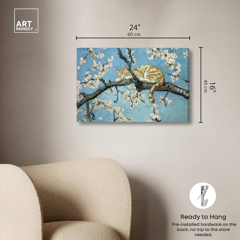 Autumn Blossom Kitten Canvas by Art Remedy, Gallery Wrapped