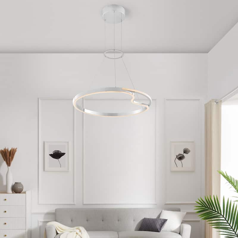 Minsk Single Round Color Changing Integrated LED Chrome Chandelier - Chrome