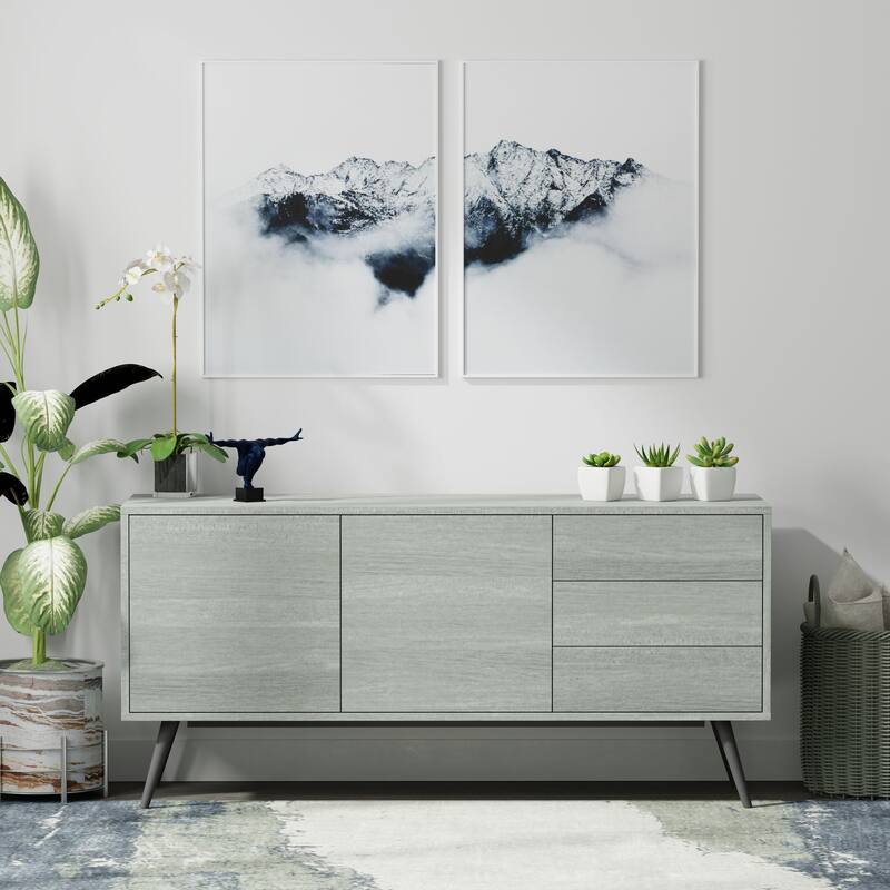 Glenwillow Home Atlas 59" Mid-Century Modern TV Stand Console - Gray