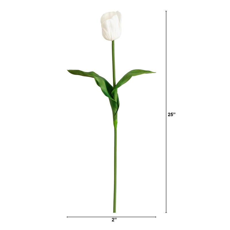 Artificial Tulip Floral Stem Sprays - 25" - Set of 3 - White