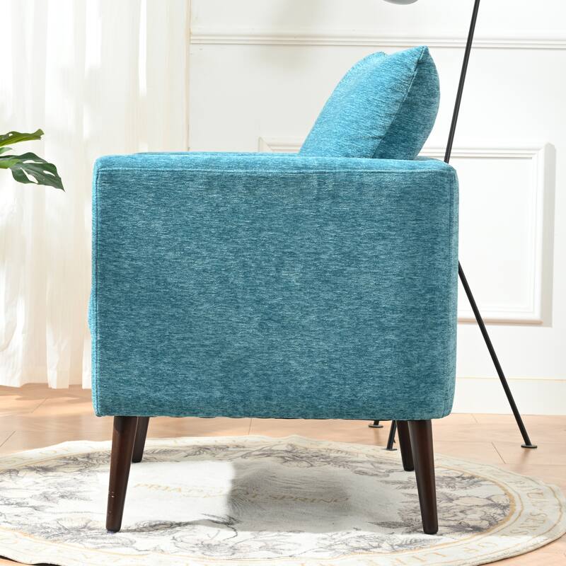Modern Fabric Accent Chair with Wood Legs
