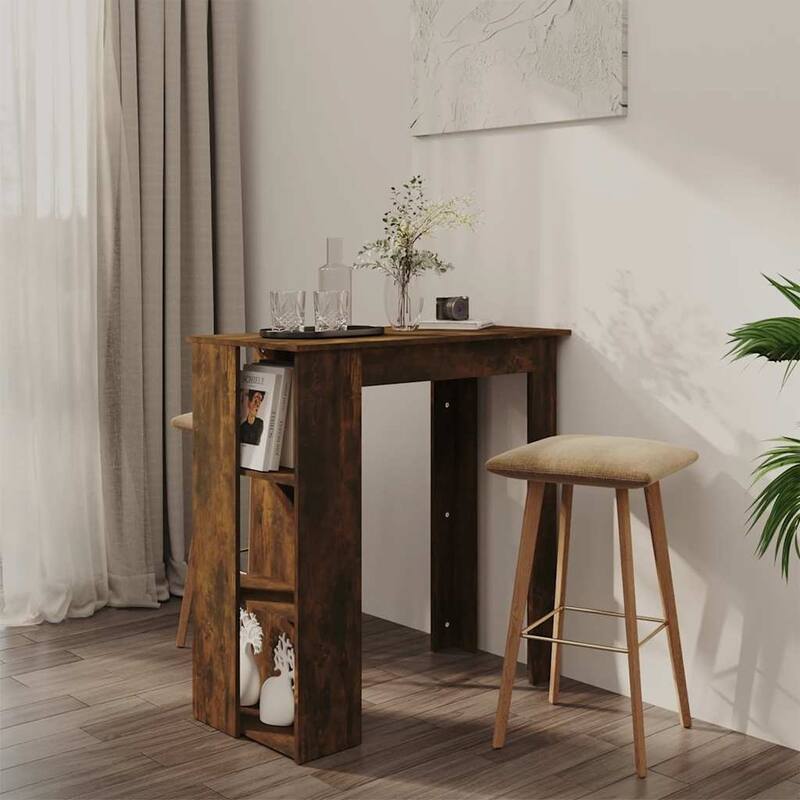 vidaXL Bar Table Kitchen Pub Table Bistro Table with Shelf Engineered Wood - 40.2" x 19.7" x 40.7"