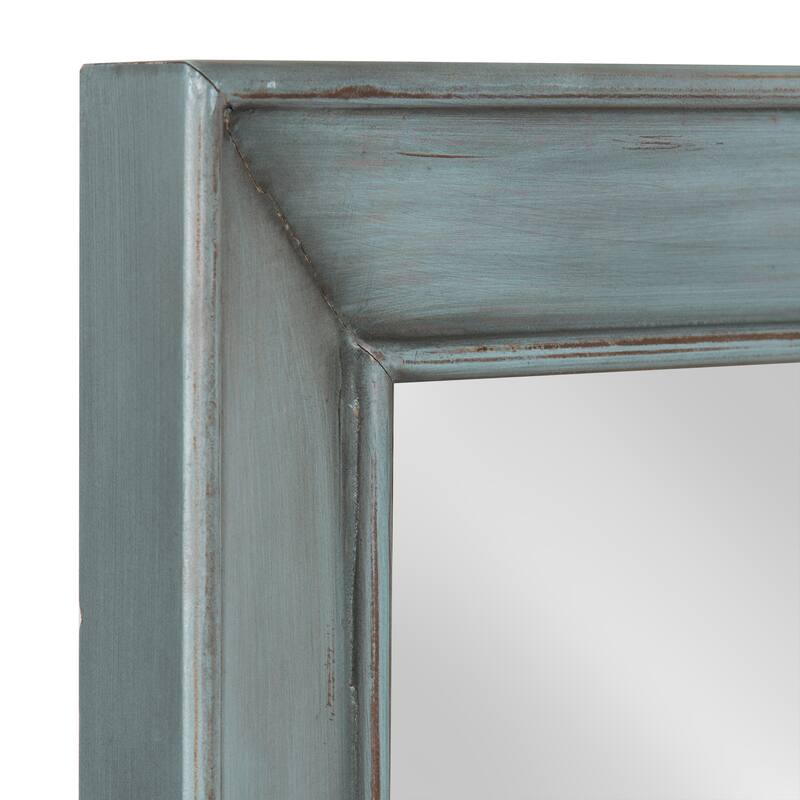 Yuda Wooden Rectangle Framed Wall Mirror, 23.5 x 35, Blue - 23.5x35