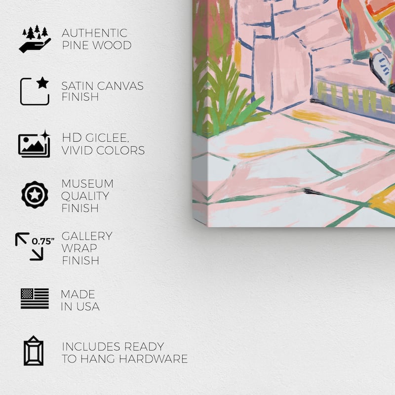 Wynwood Studio Fashion and Glam Ready for Coffee Break Pink and Modern & Contemporary Wall Art Canvas Print