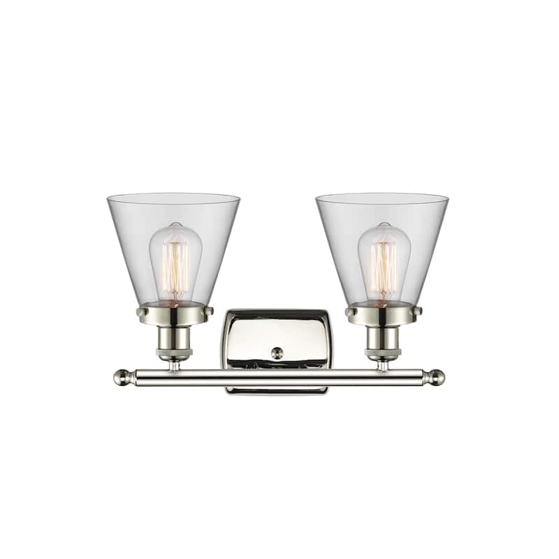 Innovations Lighting Ballston Urban Cone - 2 Light 16" Bath Vanity Light - Clear/Polished Nickel