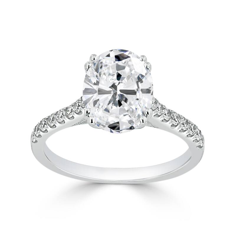 Auriya 14k Gold 1 3/4ctw Oval Moissanite and Diamond Engagement Ring 1/4ctw