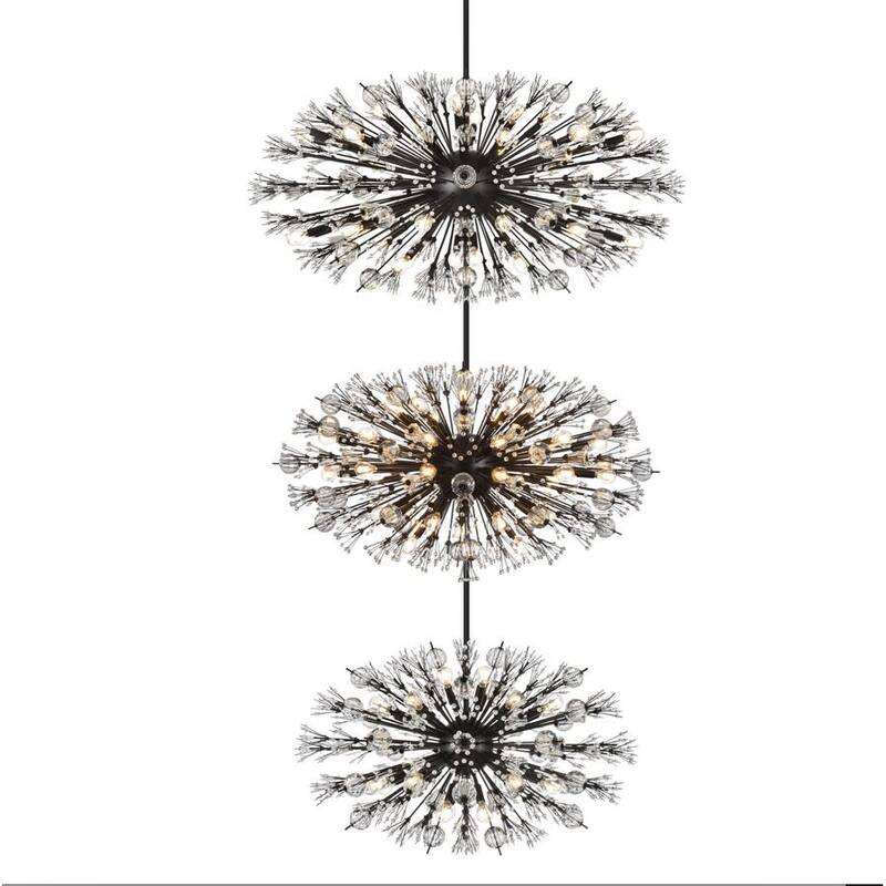 Elegant Lighting 2500G48L3 Vera 100 Light 26" Wide Crystal Sputnik - Black