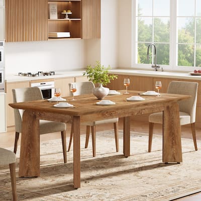 63-Inch Dining Table for 4-6 People, Rectangular Farmhouse Kitchen Table with Heavy Duty Legs - 63" L x 31.5" W x 29.53" H