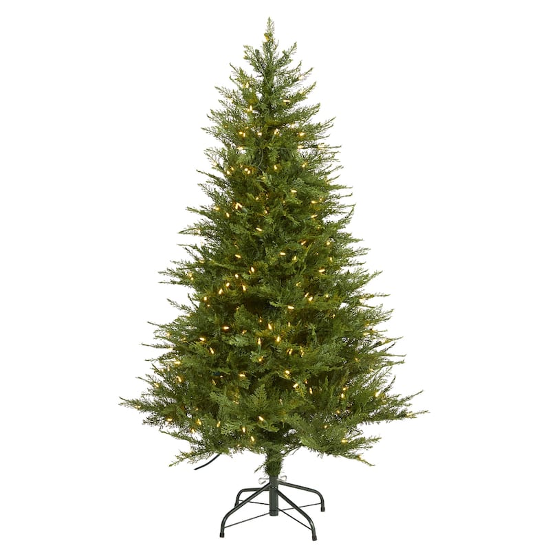 5ft. Fir Artificial Christmas Tree with 250 Warm White LED Lights and 578 Branches - Petite Holiday X-Mas Tree