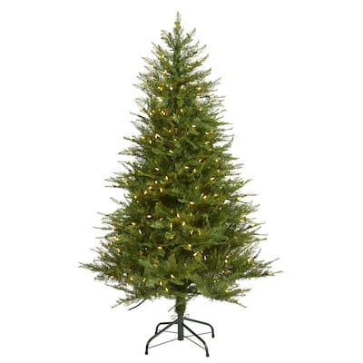 5ft. Fir Artificial Christmas Tree with 250 Warm White LED Lights and 578 Branches - Petite Holiday X-Mas Tree