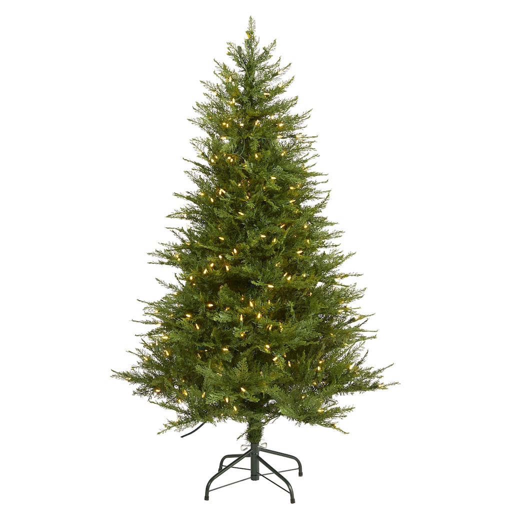 5ft. Fir Artificial Christmas Tree with 250 Warm White LED Lights and 578 Branches - Petite Holiday X-Mas Tree