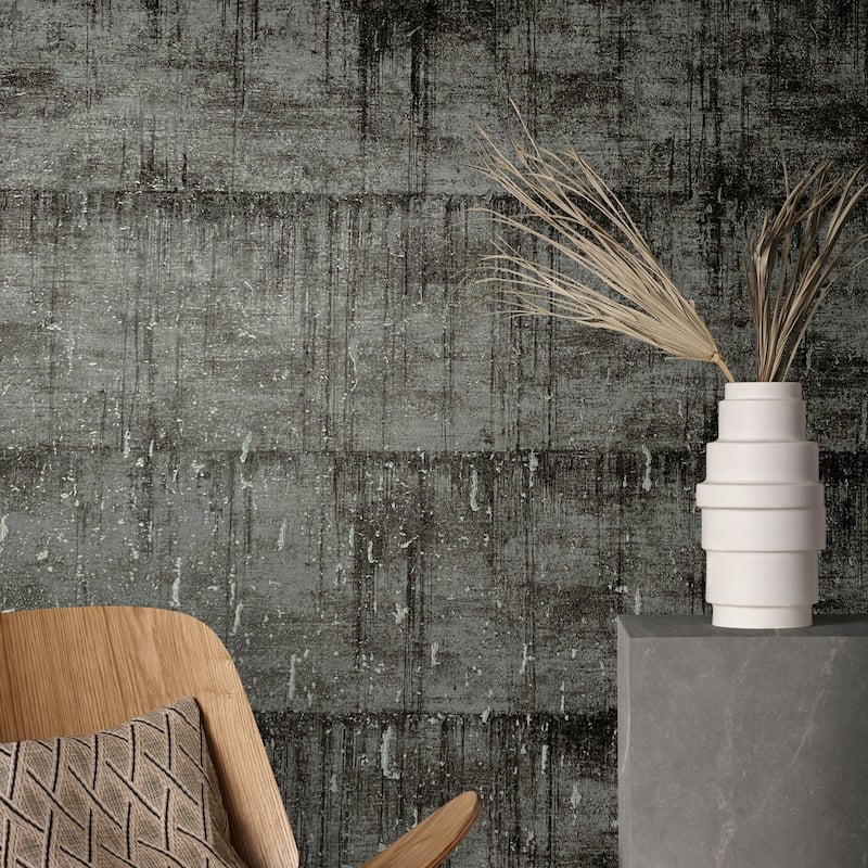 Galerie Wallcoverings Air Collection Metallic Aged Concrete Textured Wallpaper Roll