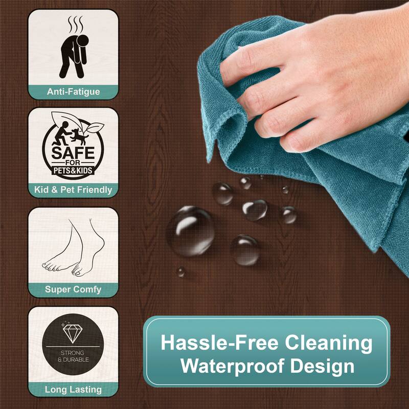 Interlocking Floor Mat - Gray Wood Print, 12 Pieces and Borders