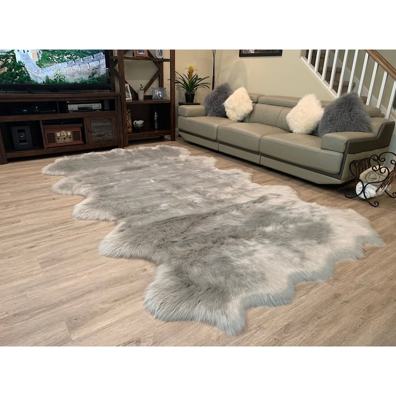 Ovella Home Premium Luxurious Faux Sheepskin 10-Pelt Plush Shag Area Rug - 6' x 10' - 6' x 10'