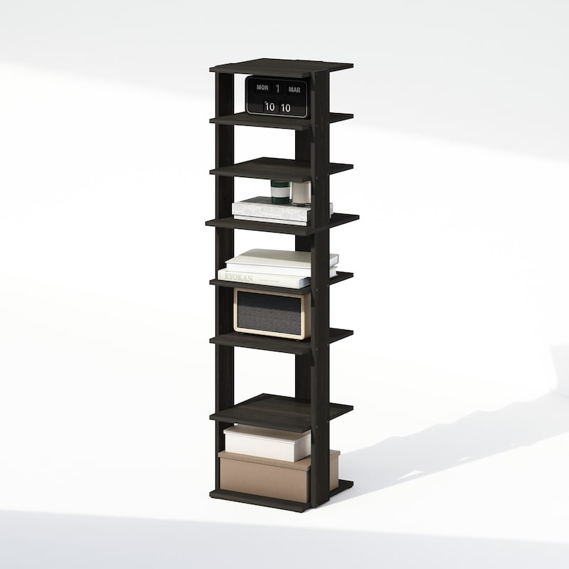 8 Tiers Wood Household Shelving Unit in Espresso (12.64 in. W x 46.77 in. H x 12.13 in. D) - 12.64