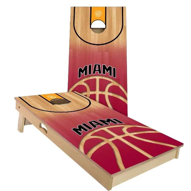 Miami Basketball Outdoor Cornhole Board Set - Backyard 2x4 - NO Accessories