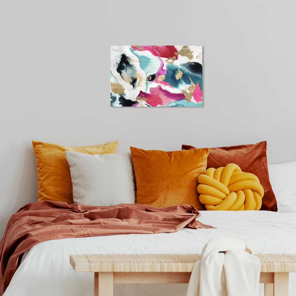 Wynwood Studio Canvas Abstract Summer Dreams Pink and Metallic Gold Modern & Contemporary Wall Art Canvas Print