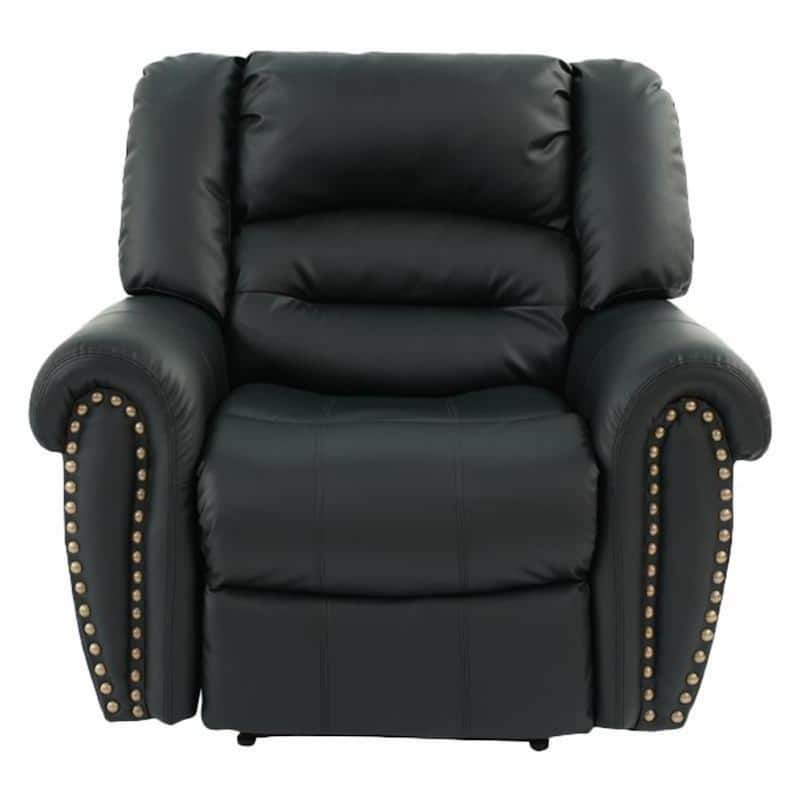 Nailhead Decorative Manual Recliner for Living Room - Black