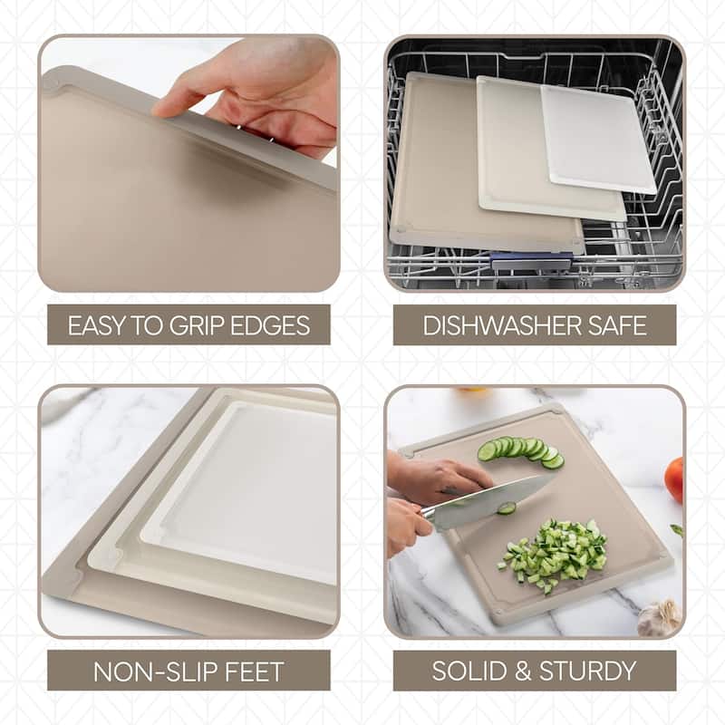 COOK WITH COLOR Extra Large Cutting Board Set, Jumbo-Sized Boards with Rubber Border, 3-Piece
