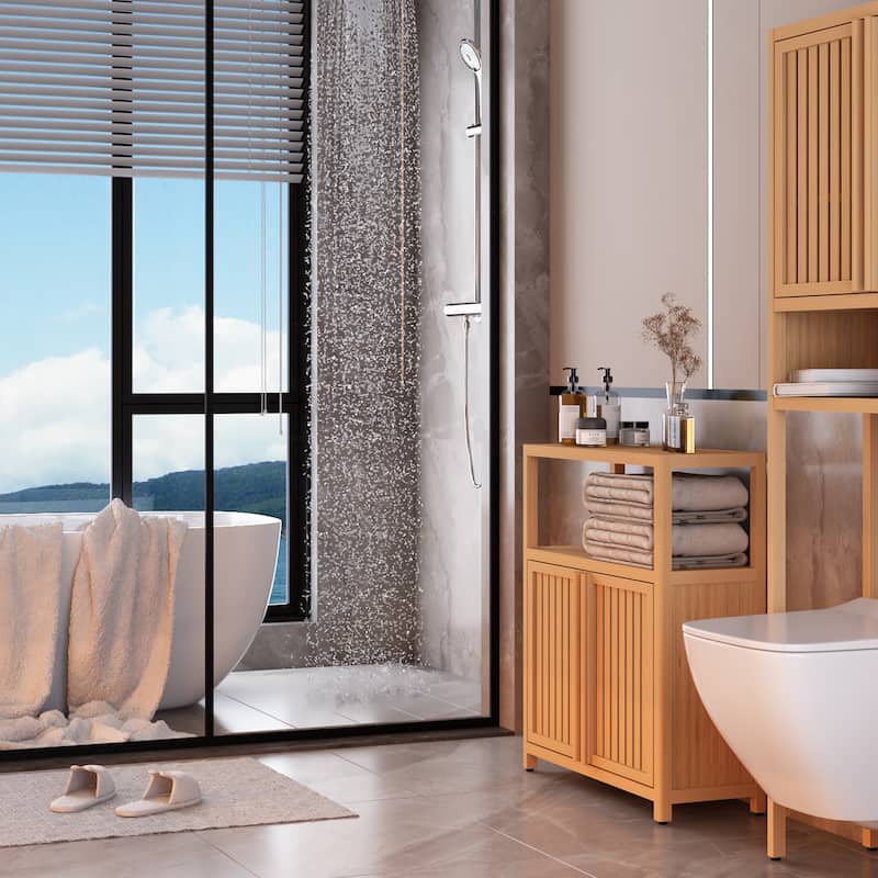 Large Capacity Bamboo Storage Cabinet Furniture