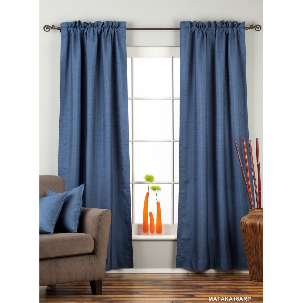 Blue Rod Pocket Matka Raw Silk Curtain / Drape / Panel - Piece. Opens flyout.