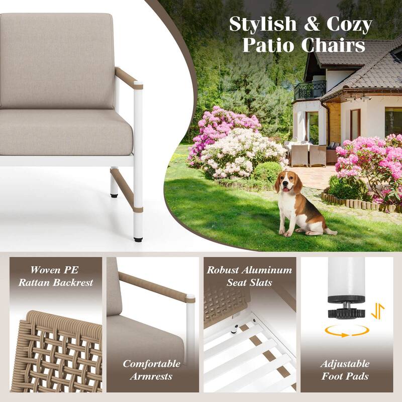 Costway 4/8 PCS Patio Furniture Set Patio Loveseat Sofa with a Coffee