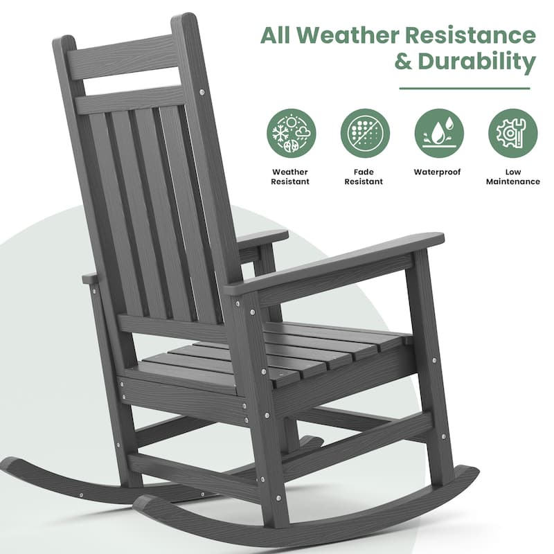HDPE Outdoor Patio Rocking Plastic Adirondack Chair