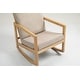 preview thumbnail 5 of 8, Rubberwood Glider Chair with Khaki Upholstery and Deep Cushions