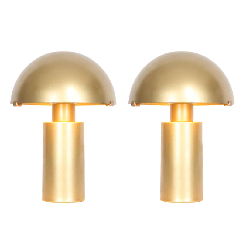 2 Pack Gold Mushroom Bedside Table Lamp Metal Desk Lamp