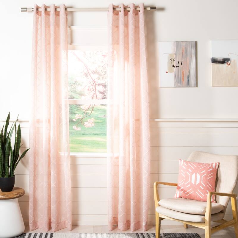 SAFAVIEH Pirkko Semi-Sheer Window Curtain Panel - 52Wx84L - Pink