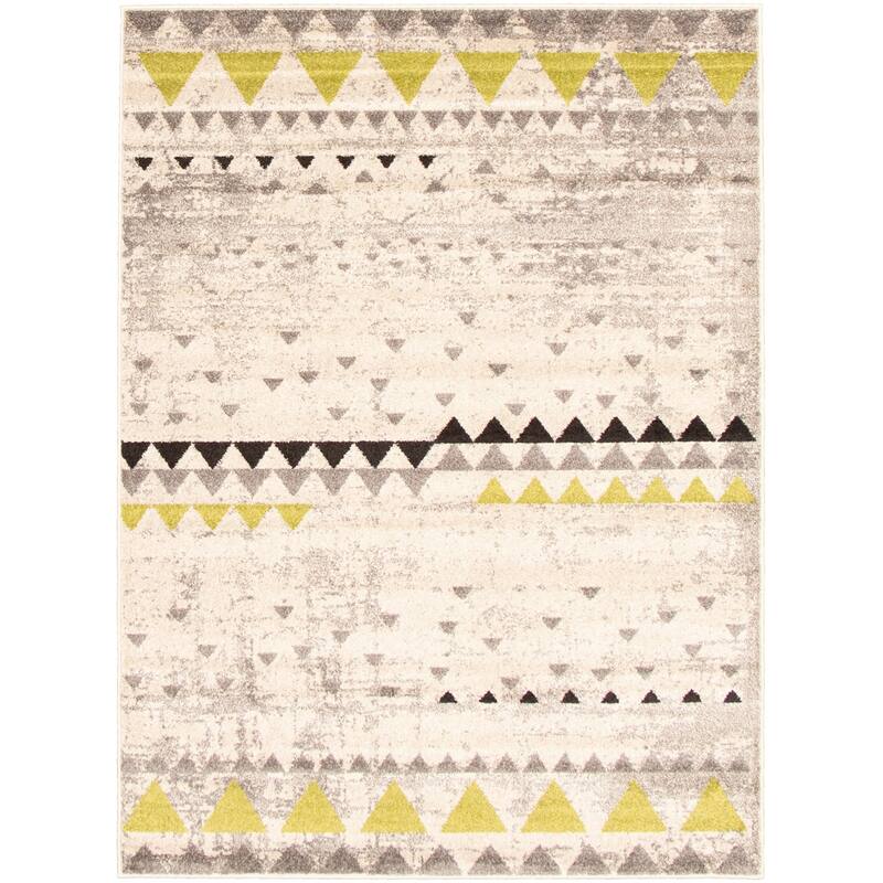 ECARPETGALLERY Remi Transitional Rug - 3'11" x 5'7" - Ivory/ Green